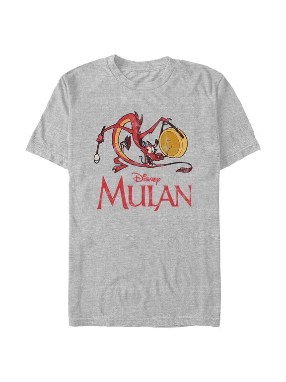 Men's Mulan Mushu Distressed Movie Logo Graphic T-Shirt