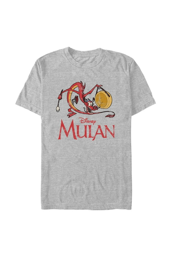 Men's Mulan Mushu Distressed Movie Logo Graphic T-Shirt