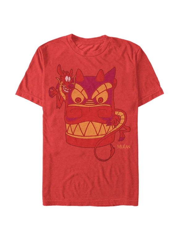 Men's Mulan Mushu Dragon Mask Graphic Tee Red Small