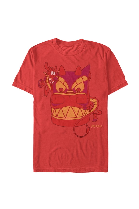 Men's Mulan Mushu Dragon Mask Graphic Tee Red X Large