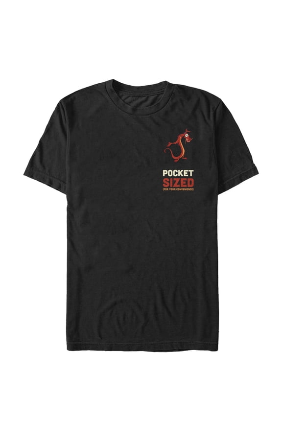 Men's Mulan Mushu Pocket Sized Graphic Tee Black 5X Large