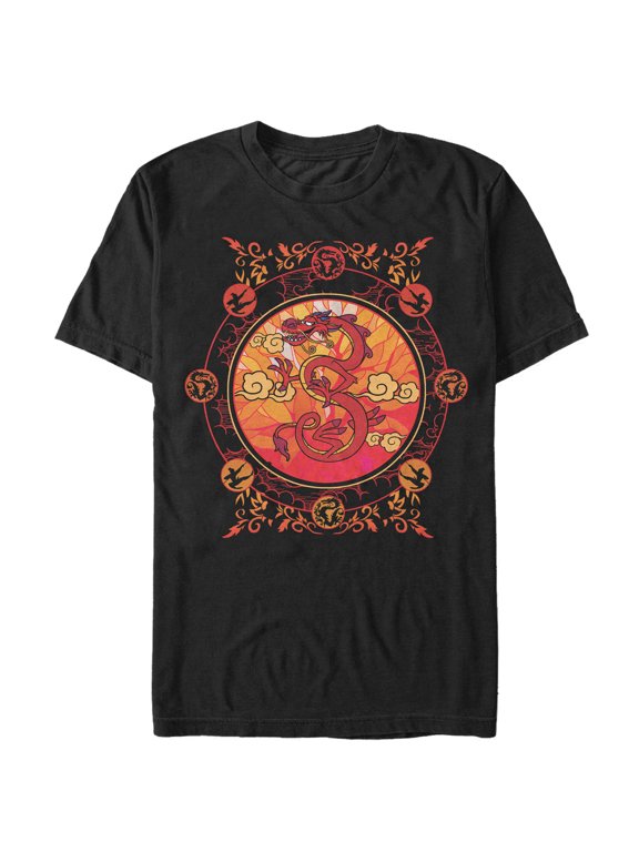 Men's Mulan Mushu Stained Glass Graphic Tee Black X Large