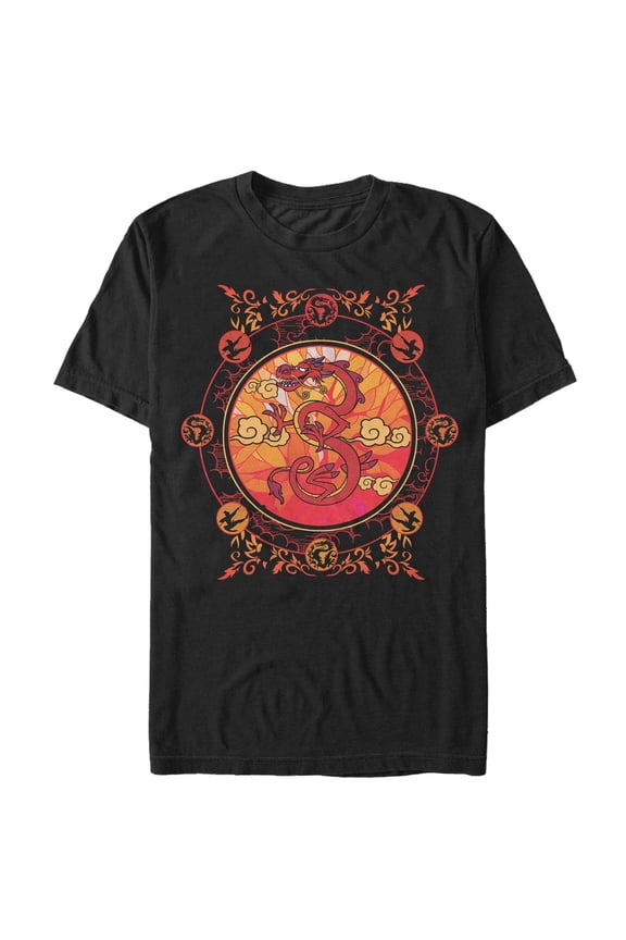 Men's Mulan Mushu Stained Glass Graphic Tee Black X Large