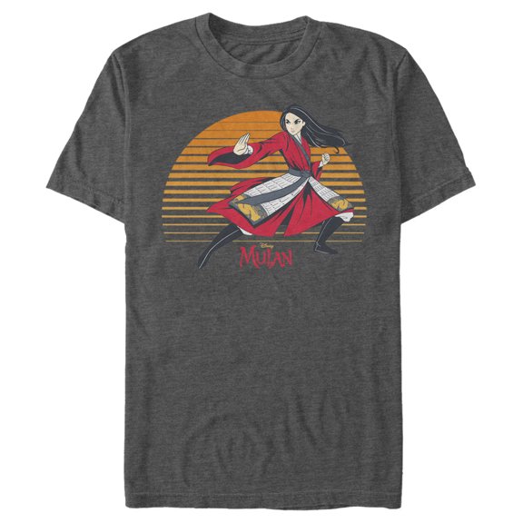 Men's Mulan Sunset Pose  Graphic Tee Charcoal Heather 3X Large
