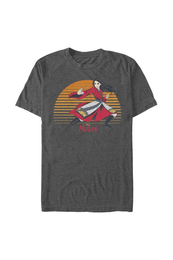 Men's Mulan Sunset Pose Graphic Tee Charcoal Heather Large