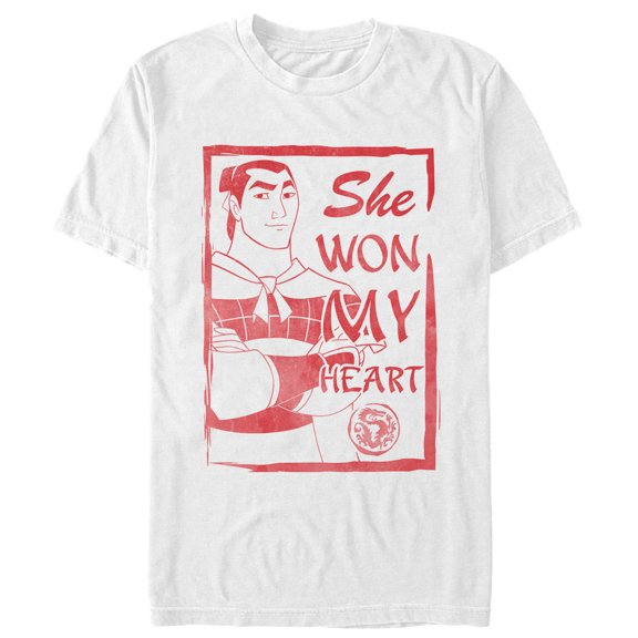 Men's Mulan Valentine Won My Heart Graphic Tee White Large