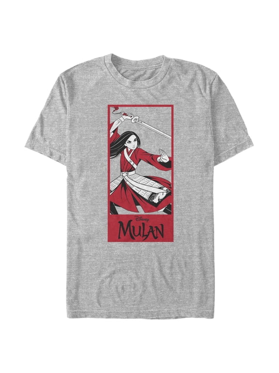 Men's Mulan Warrior Pose Graphic Tee Athletic Heather Medium