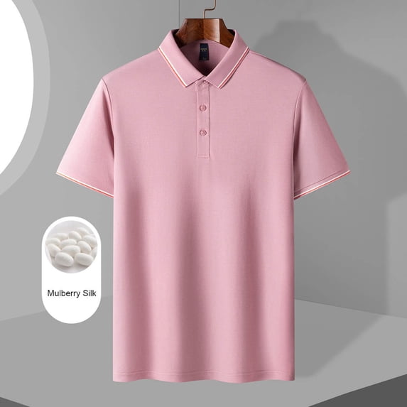 Men's Mulberry Silk Polo Shirts Summer Shirts Short Sleeve Polo Shirt