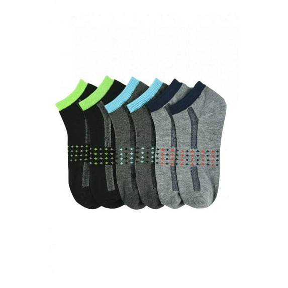 Men's Multi Color Lightweight Stretch Low Cut Athletic Ankle Socks - 6 Packs