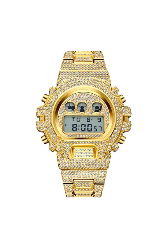 Men's Multi-Functional Electronic Quartz Wrist Watch with Rhinestone, Water Resistant and Perfect for Casual Occasions