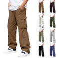 thumbnail image 1 of Men's Multi-Pocket Cargo Drawstring Hiking Pants Coffee S, 1 of 5