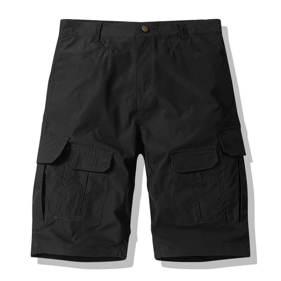 Men's Multi-Pocket Cargo Short with Stretch, Fashion Mens Shorts, New-Type F-Black, XXXXL