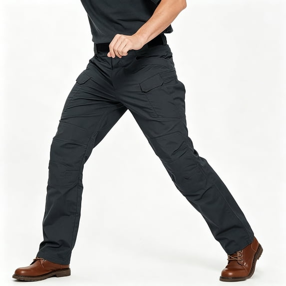 Men's Multi-Pocket Cargo Work Pants Relaxed Fit Stretch Outdoor Straight Leg Trousers