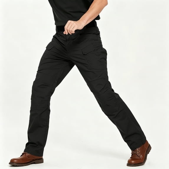 Men's Multi-Pocket Cargo Work Pants Relaxed Fit Stretch Outdoor Straight Leg Trousers