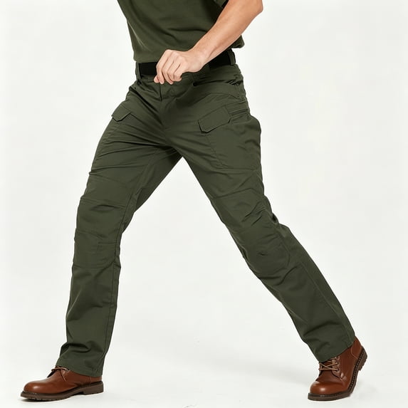 Men's Multi-Pocket Cargo Work Pants Relaxed Fit Stretch Outdoor Straight Leg Trousers