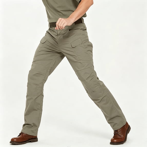Men's Multi-Pocket Cargo Work Pants Relaxed Fit Stretch Outdoor Straight Leg Trousers