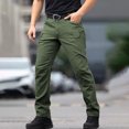 thumbnail image 1 of Men's Multi-Pocket Straight Leg Pants Cargo Stretch Elastic Waist Outdoor Trousers, 1 of 9