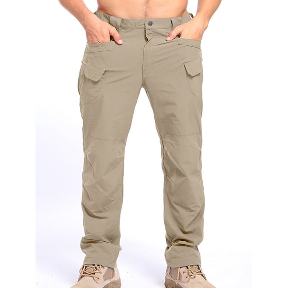 Men's Multi-Pocket Stretch Cargo Pants Straight Leg Outdoor Casual Trousers