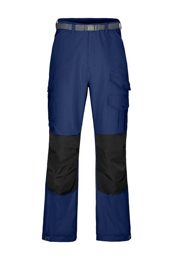 Men's Multi Pocket Work Cargo Pants, Stretch Lightweight Outdoor Hiking Pants Navy blue L