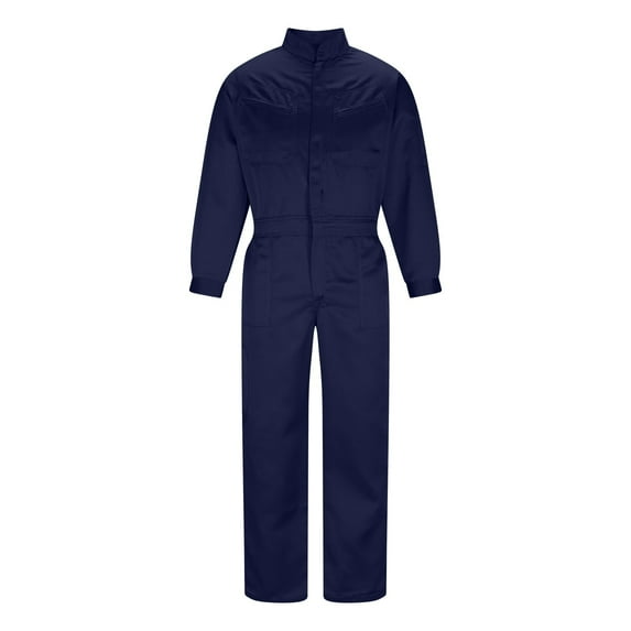 Men's Multi-Pocket Work Coveralls Stain Resistant Mechanic Jumpsuits Long Sleeve Zipper Front Durable Workwear