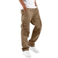 thumbnail image 1 of Men's Multi Pocket Work Pants Straight Leg Drawstring Waist Loose Fit Outdoor Hiking Breathable Cargo Trousers, M, 1 of 5
