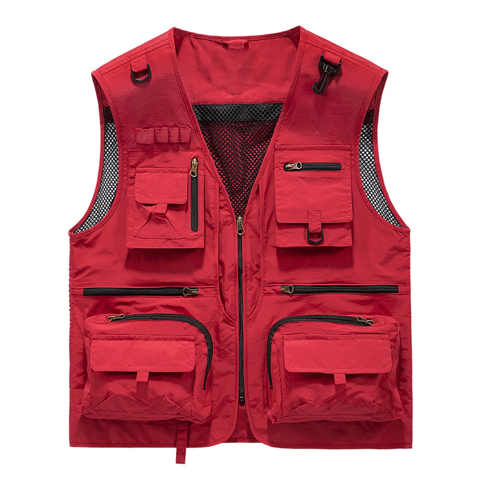 優待特典一覧 Cargo Pockets Multi Men's Vest Up Zip Lined Mesh Jacket トップス