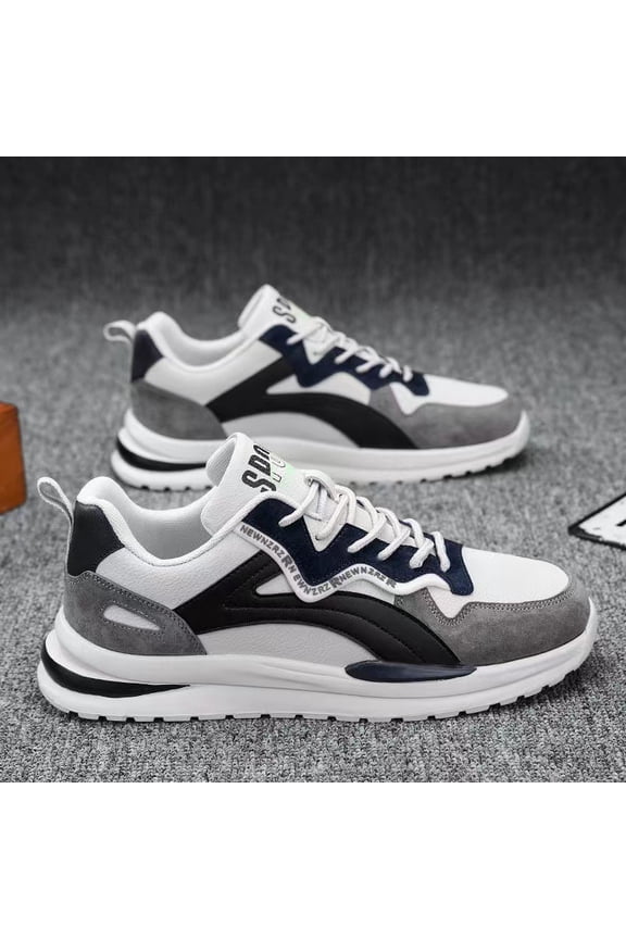 Men's Multi-Tone Low-Top Sneakers - Trendy /Holidays - Year-Round Comfortable Footwea Casual Striped Lace-Up Shoes Suitable for Daily Wear, Outdoor Activities & Running Errands - Upper & Rubber Sole