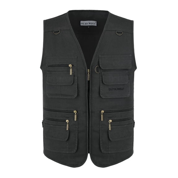 Men's Multi-pocketed Zipper Hunting Travel Fishing Utility Work Cargo Outerwear Vest