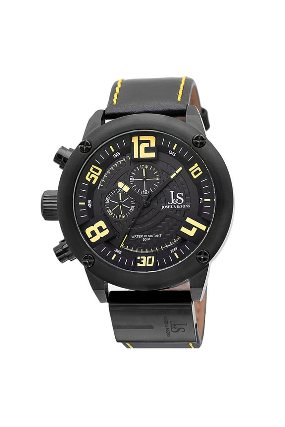 Men's Multifunction Double-Layered Dial Leather Strap Watch
