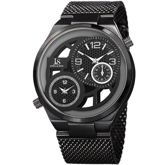 Men's Multifunction Stainless Steel Mesh Quartz Black Bracelet Watch