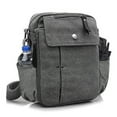 thumbnail image 1 of Men's Multifunctional Canvas Crossbody Bag Chest Bag Travel Carry Bag with Bottle Holder (Grey), 1 of 5