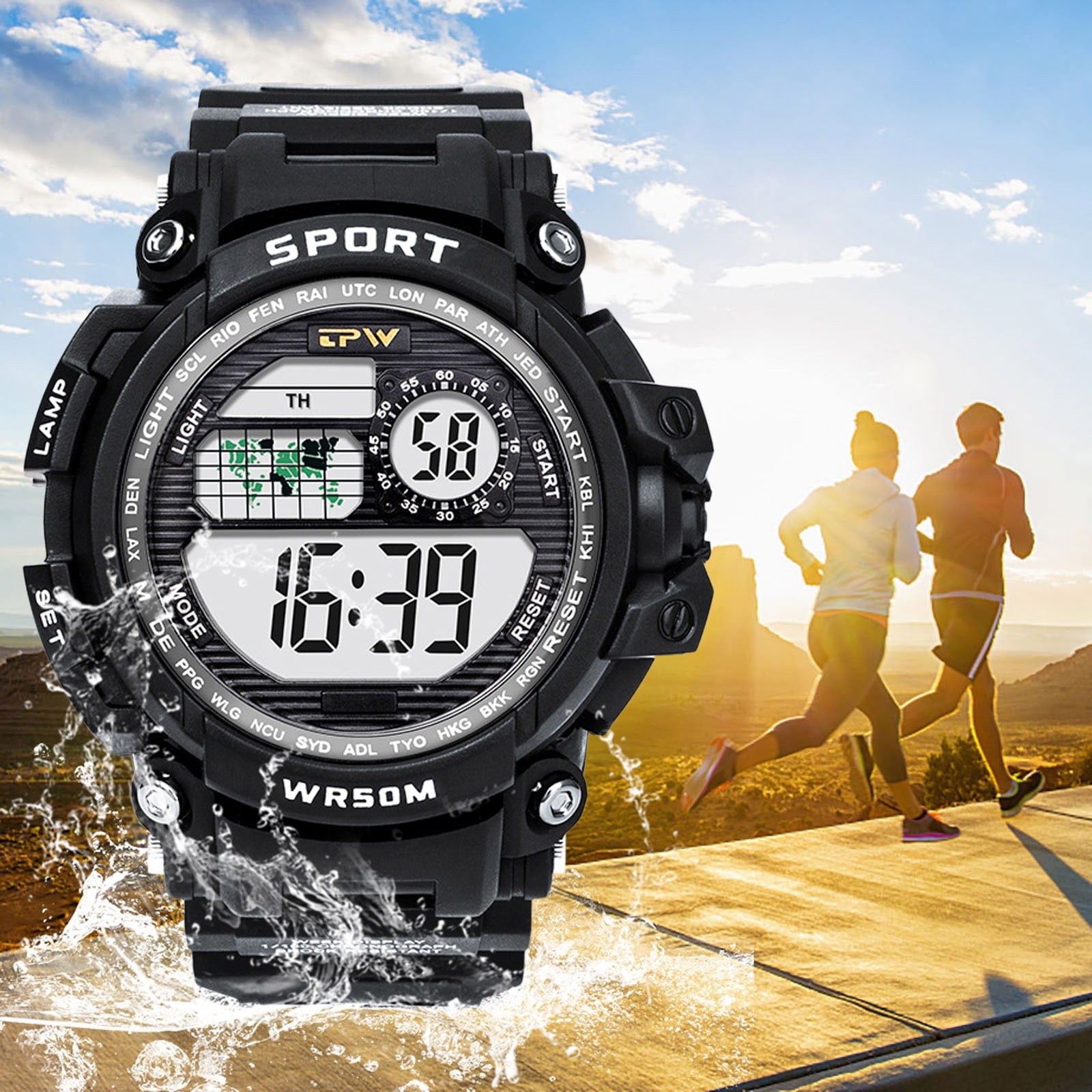 Men's Multifunctional Electronic Watch Water Proof Silicone Strap Watch