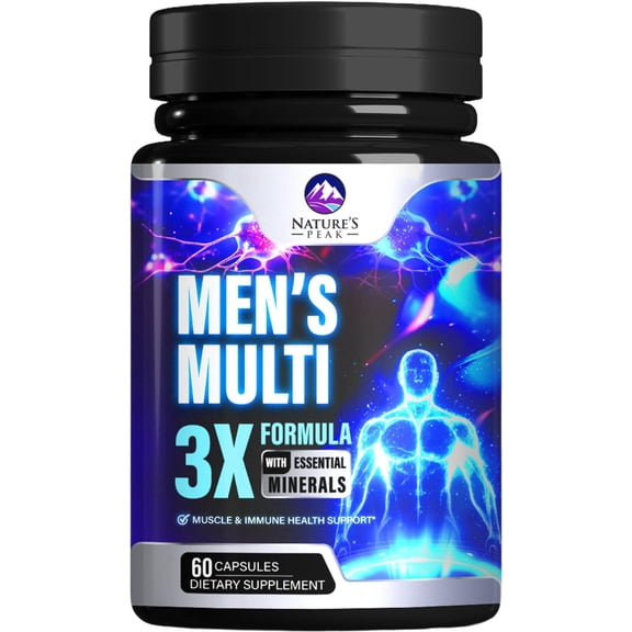 Men's Multivitamins Supplement - Complete Daily Multivitamin for Men with Vitamin B12, A, C, D, E, Zinc, Calcium, Iron, Folate - Immune Health & Energy Support - High Potency & Non-GMO - 60 Capsules