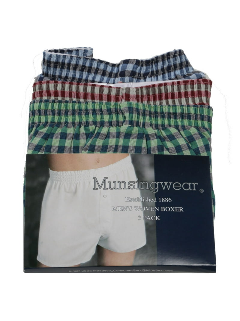 Munsingwear Men's 572CB Woven Boxers with Snap Fly - Value 3