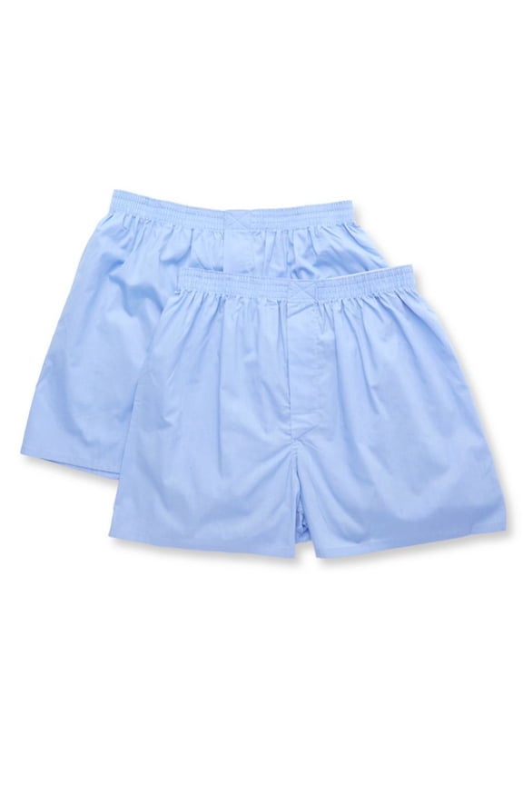Men's Munsingwear KNOMW579 Woven Cotton Blend Open Fly Boxer - 2 Pack (Light Blue L)