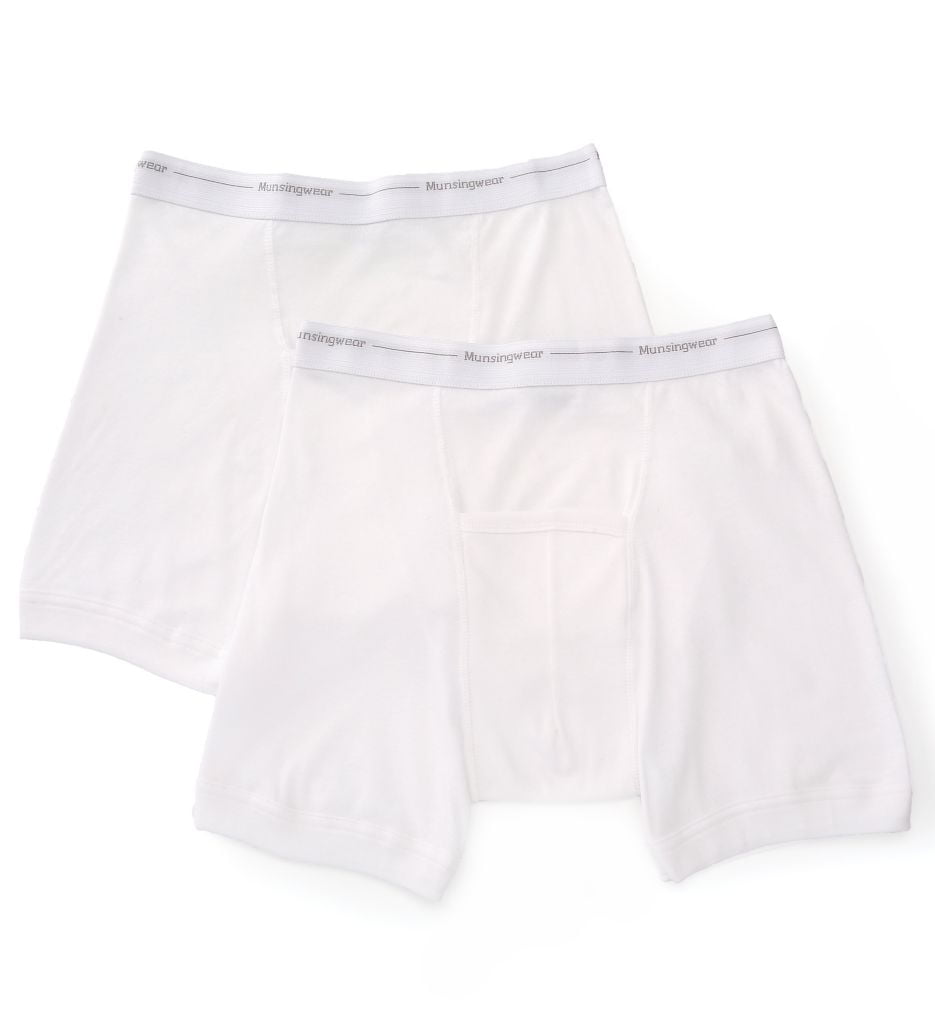 Munsingwear Men's Comfort Cotton Kangaroo Pouch Boxer Brief - 2 Pack, MW07, White, M