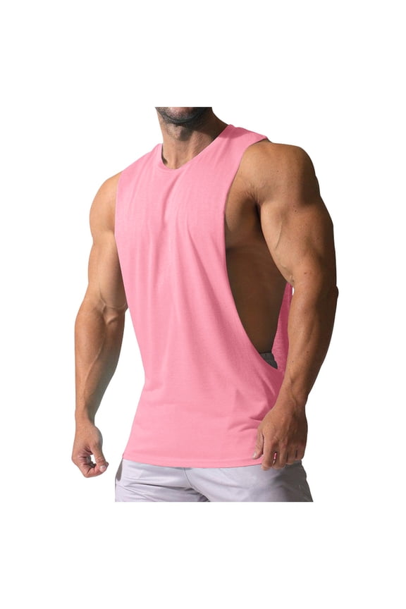 Men's Muscle Cut Off Tank Tops Bodybuilding Fitness Sleeveless Gym Shirts Workout Stringer Tee Shirt