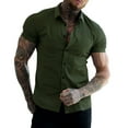 thumbnail image 1 of Men's Muscle Dress Shirts Slim Fit Stretch LongShort Sleeve Casual Button Down Shirt, 1 of 5