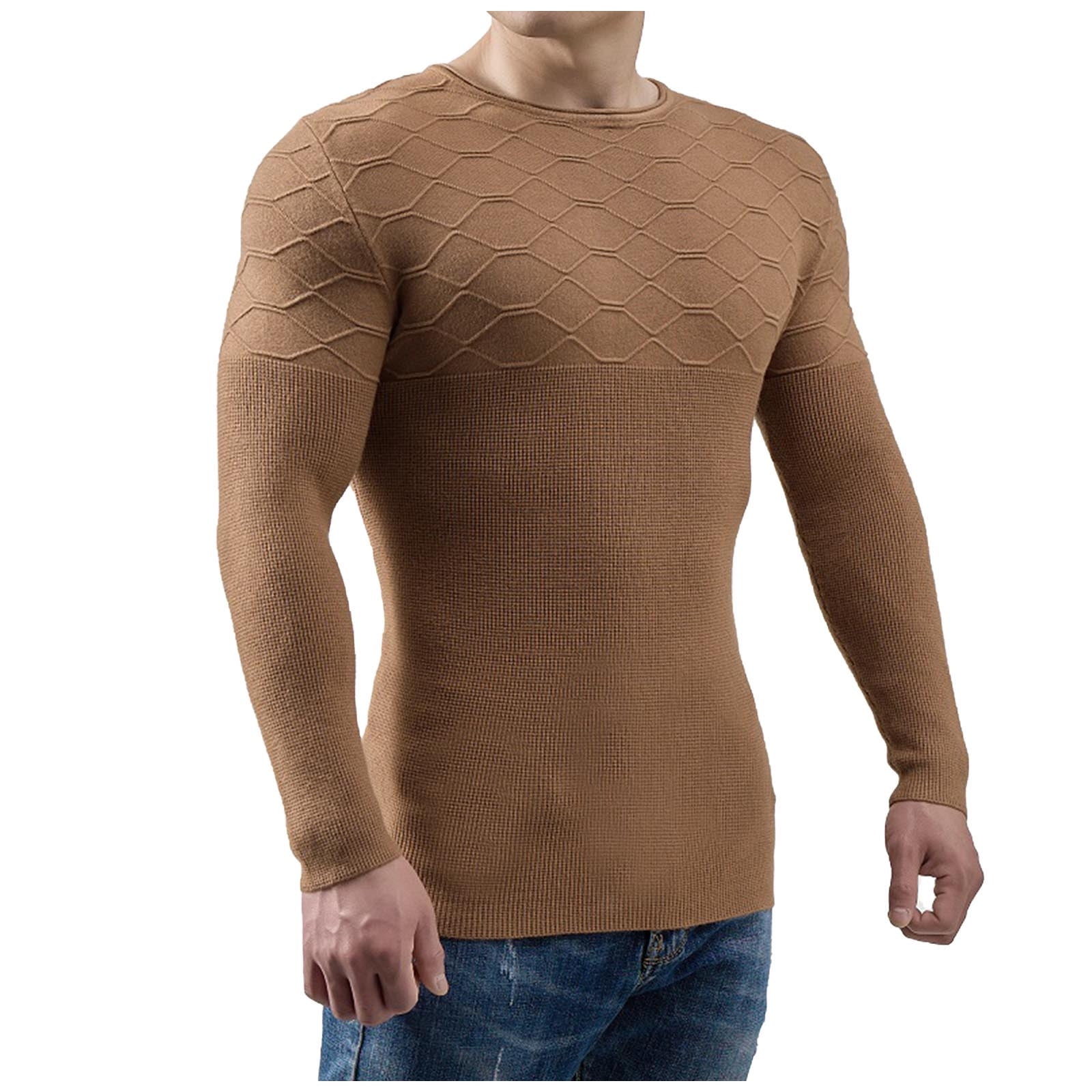 Men's Muscle Fit Compression Shirts Sweater Winter Warm Long Sleeve  Base-Layer Workout T Shirts Sports Running Tops 