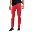 thumbnail image 1 of Men's Muscle Fit Distressed Moto Quilt Zipper Super Skinny Stretch Denim Jeans (BDX-80-RD/SS - Red, 34x30), 1 of 3
