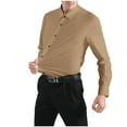 thumbnail image 1 of Men’s Muscle Fit Dress Shirts Men's Dress Shirts Long Sleeve Stretch Wrinkle-Free Solid Business Formal Casual Button Down Shirt Muscle Fit Big and Tall Button-Down Shirt, 1 of 4