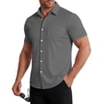 thumbnail image 1 of Men's Muscle Fit Dress Shirts Stretch Wrinkle-Free Short Sleeve Casual Button Down Shirts, 1 of 4