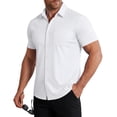 thumbnail image 1 of Men's Muscle Fit Dress Shirts Stretch Wrinkle-Free Short Sleeve Casual Button Down Shirts, 1 of 4