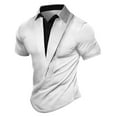 thumbnail image 1 of Men's Muscle Fit Dress Shirts Summer Casual Button Down Short Sleeve High Stretch Wrinkle-Free Shirt, 1 of 7