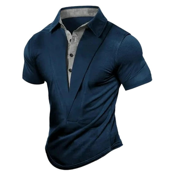 Men's Muscle Fit Dress Shirts Summer Casual Button Down Short Sleeve High Stretch Wrinkle-Free Shirt