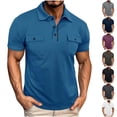 thumbnail image 1 of Men's Muscle Fit Short Sleeve Golf Shirts Collared Business Casual Tops Untucked 3 Button T-Shirt with Flap Pockets Stretch Fashion Summer Clothes Fathers Day, 1 of 6