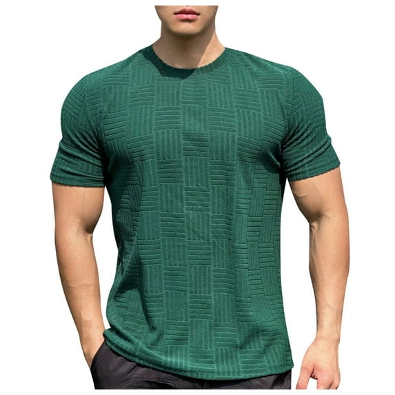 Men's Muscle Fit Workout T Shirt Athletic Training Top Gym Running Basketball Performance Activewear Short Sleeve Tee Men's Tops T-Shirt Casual Crew Neck Loose