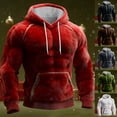 thumbnail image 1 of Men's Muscle Graphic Print Hoodie, Casual Long Sleeve Pullover Sweatshirt, Humorous Design Streetwear for Christmas, Gym, Party, and Casual Fun Outings,White,L, 1 of 6