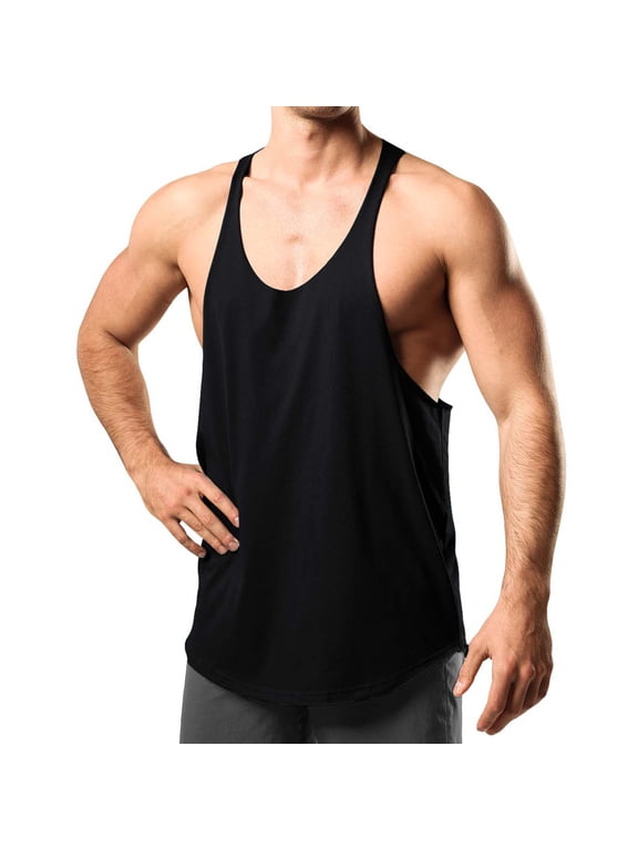 Men's Muscle Gym Workout Stringer Tank Tops Cut Open Sides Bodybuilding Tanks Trendy Gym Workout Stringer T-Shirt