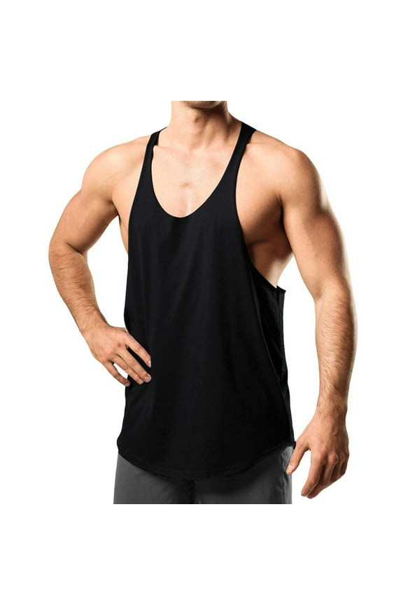Men's Muscle Gym Workout Stringer Tank Tops Cut Open Sides Bodybuilding Tanks Trendy Gym Workout Stringer T-Shirt